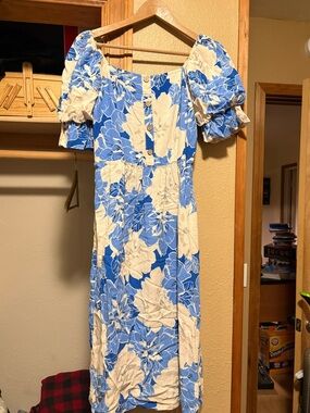 Floral Blue and White Dress